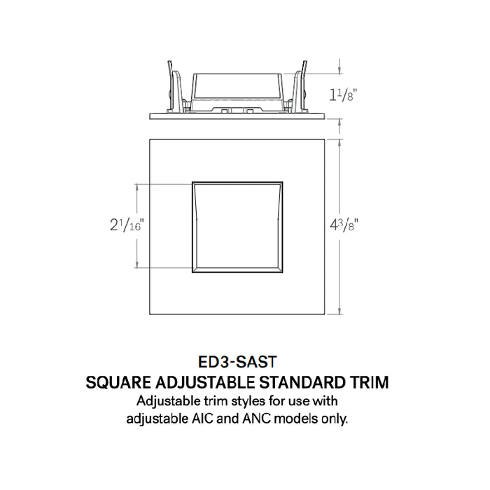 CSL ED3-SAST 3" LED Eco-Downlight Square Adjustable Standard Trim