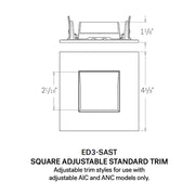 CSL ED3-SAST 3" LED Eco-Downlight Square Adjustable Standard Trim