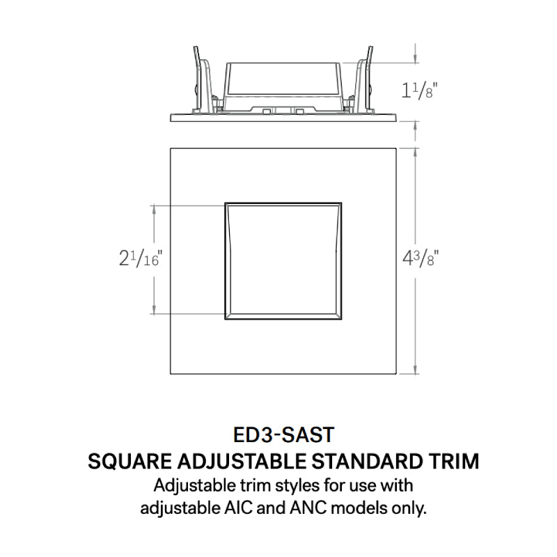 CSL ED3-SAST 3" LED Eco-Downlight Square Adjustable Standard Trim