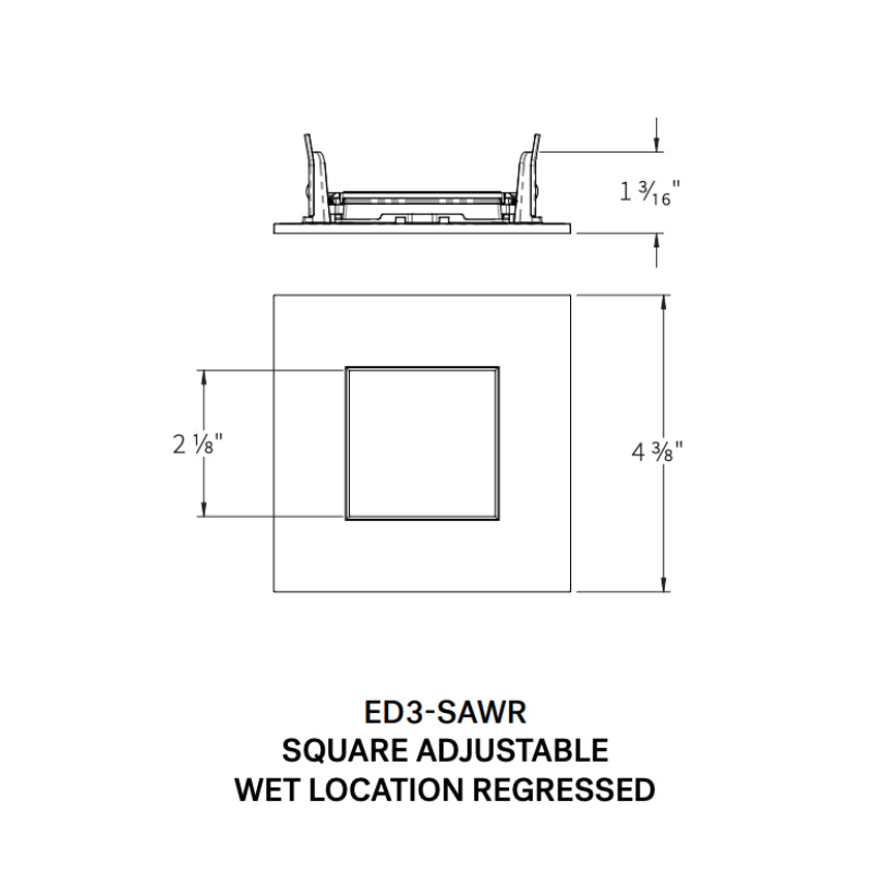 CSL ED3-SAWR 3" LED Eco-Downlight Square Adjustable Wet Location Regressed Trim