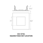 CSL ED3-SFWL 3" LED Eco-Downlight Square Fixed Wet Location Trim