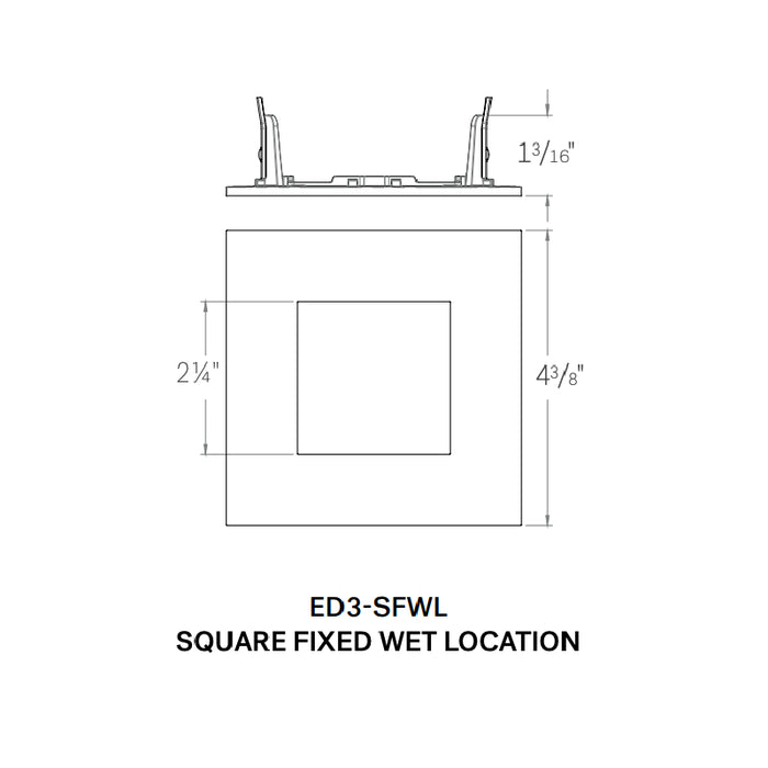 CSL ED3-SFWL 3" LED Eco-Downlight Square Fixed Wet Location Trim