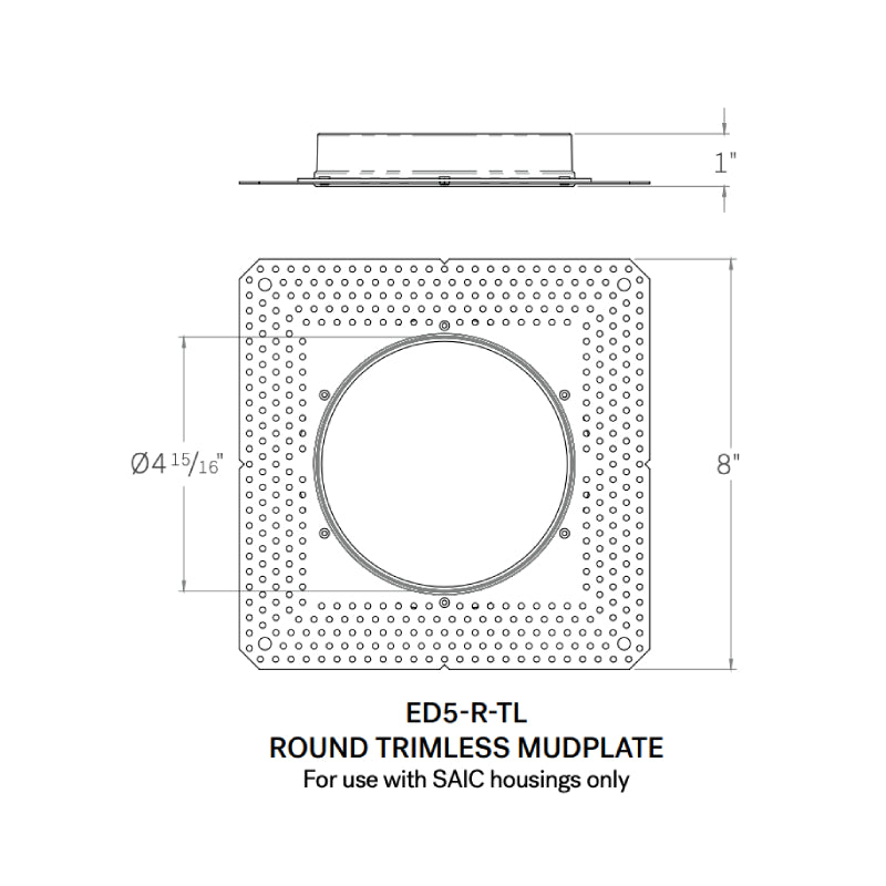 CSL ED5-R-TL Round Trimless Mud-In plate for 5" Eco-Downlight