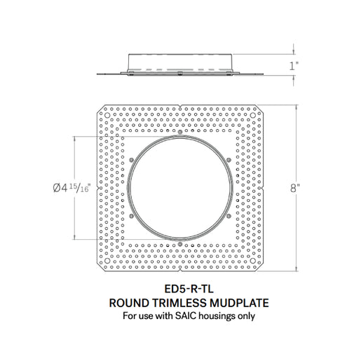 CSL ED5-R-TL Round Trimless Mud-In plate for 5" Eco-Downlight
