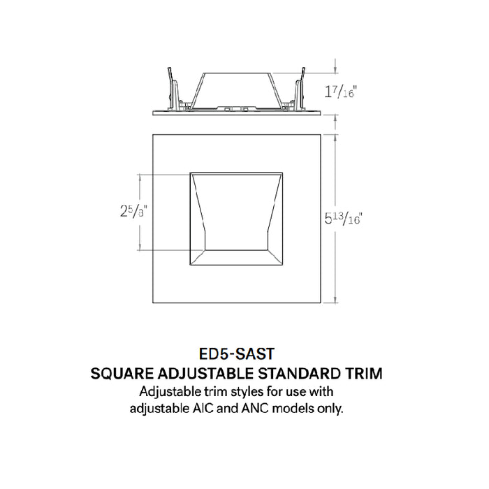 CSL ED5-SAST 5" LED Eco-Downlight Square Adjustable Standard Trim