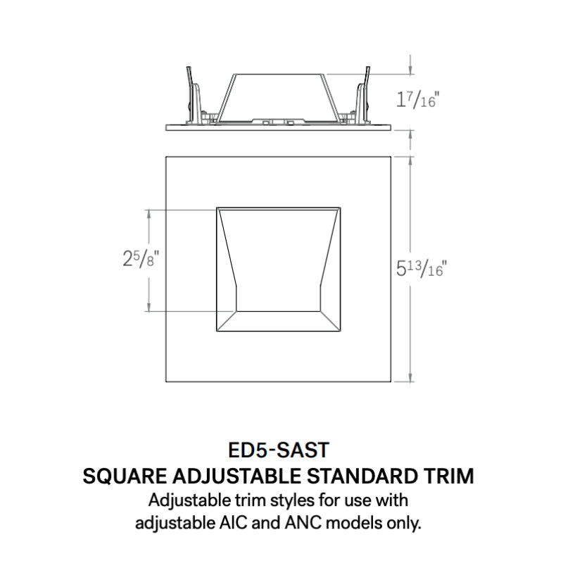 CSL ED5-SAST 5" LED Eco-Downlight Square Adjustable Standard Trim