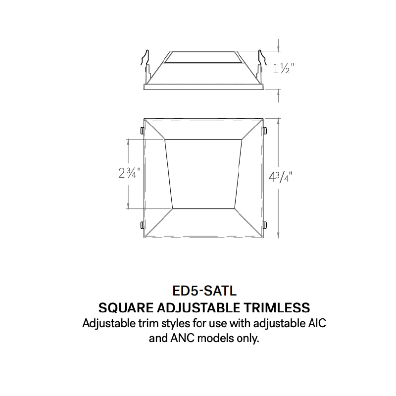 CSL ED5-SATL 5" LED Eco-Downlight Square Adjustable Standard Trimless