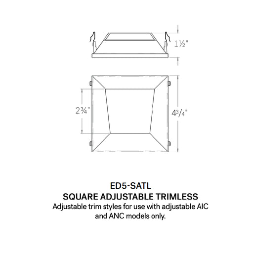 CSL ED5-SATL 5" LED Eco-Downlight Square Adjustable Standard Trimless