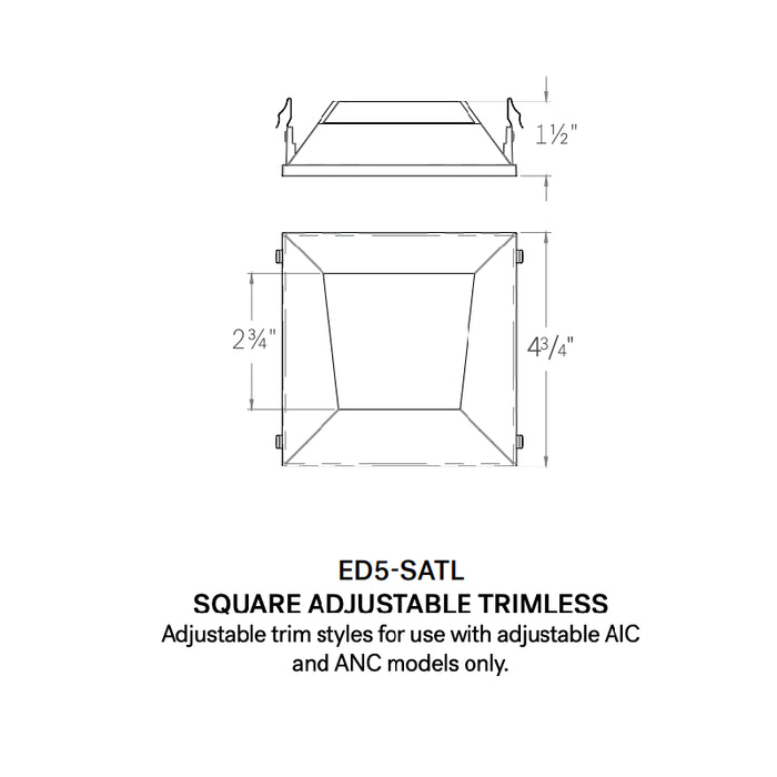 CSL ED5-SATL 5" LED Eco-Downlight Square Adjustable Standard Trimless