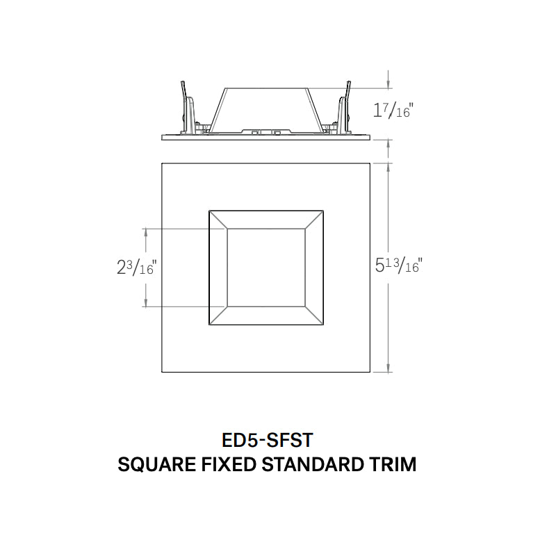CSL ED5-SFST 5" LED Eco-Downlight Square Fixed Standard Trim 