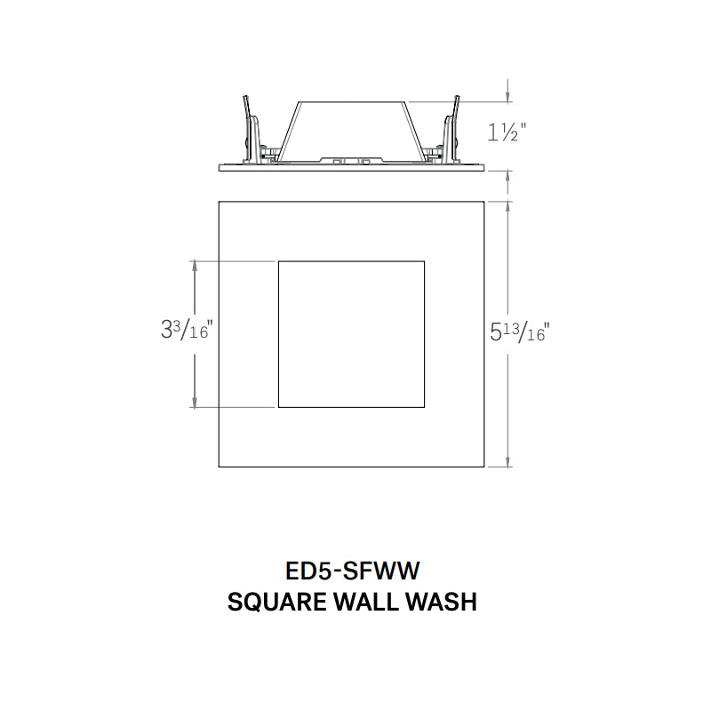 CSL ED5-SFWW 5" LED Eco-Downlight Square Fixed Wall Wash Trim