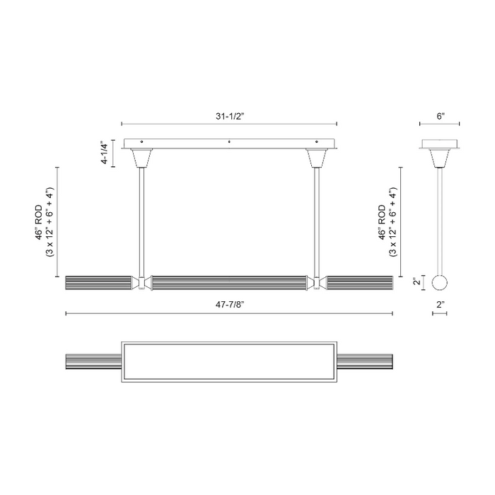 Alora LP348148 Edwin 3-lt 48" LED Linear Pendant