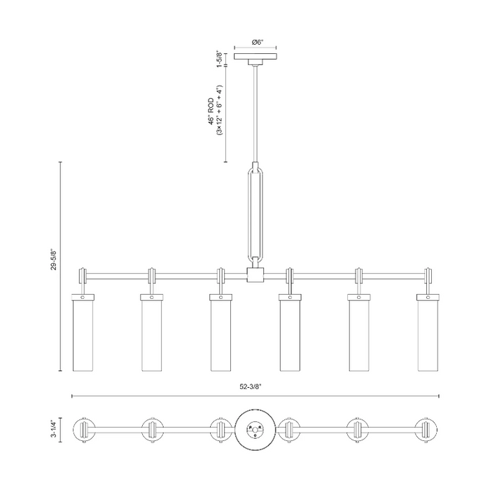 Alora LP355652 Wynwood 6-lt 52" Linear Pendant
