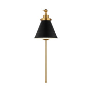 Visual Comfort CW1121 Wellfleet 1-lt 9" Tall Single Arm Cone Task Sconce - Burnished Brass/Midnight Black Metal
