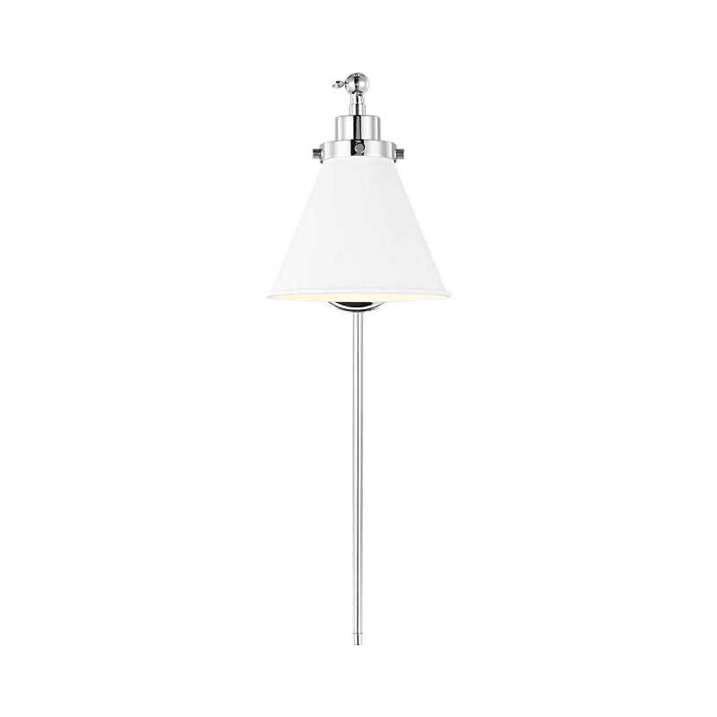 Visual Comfort CW1121 Wellfleet 1-lt 9" Tall Single Arm Cone Task Sconce - Polished Nickel/Matte White Metal
