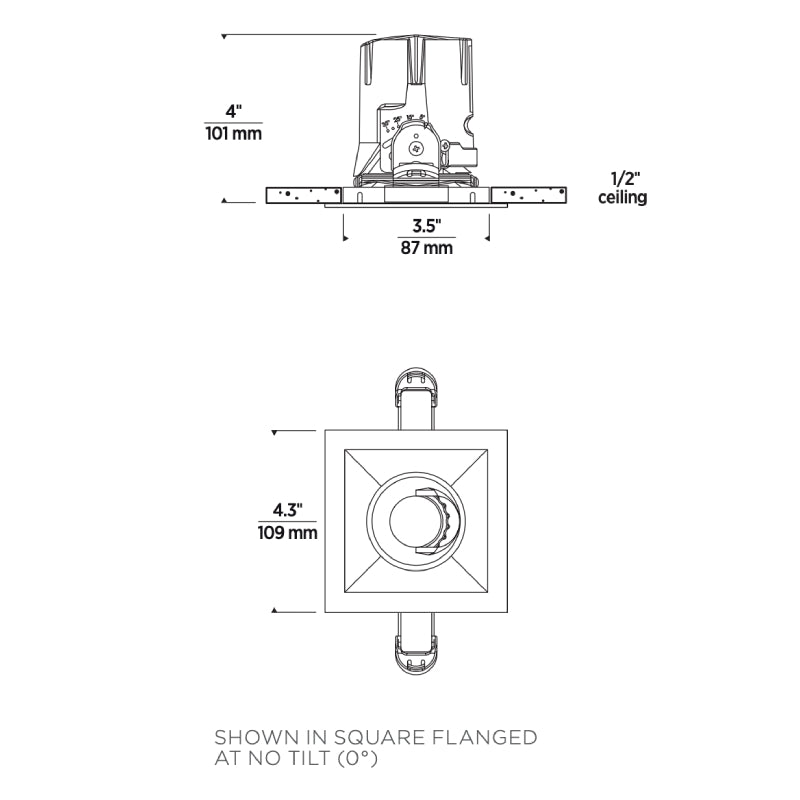 Entra ENCL3SR CL 3" 15W LED Square Flanged Adjustable Remodel Downlight