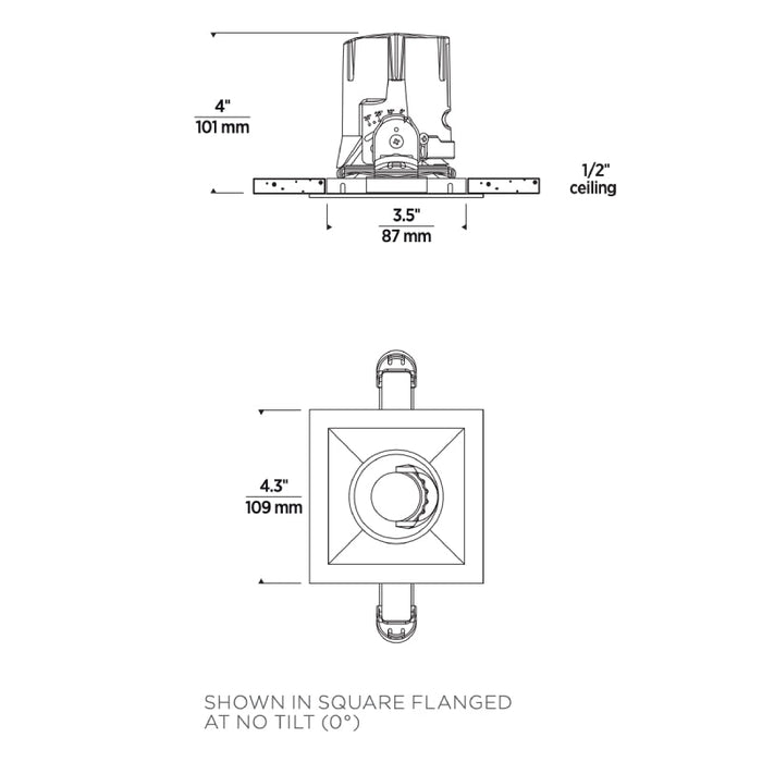 Element ENCL3SR Entra CL 3" 15W LED Square Flanged Adjustable Remodel Downlight