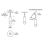 Element ENCY2R ENTRA 2" 8W Adjustable LED Cylinder, Warm Dim, Pendant Mount