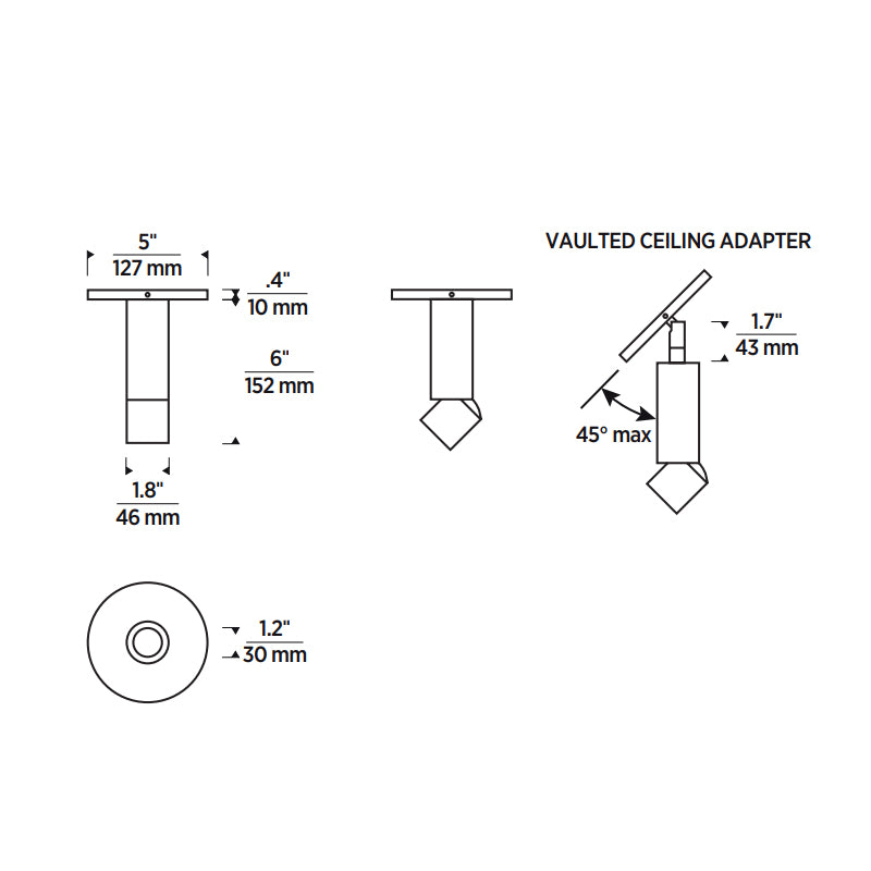 Element ENCY2R ENTRA 2" 8W Adjustable LED Cylinder, Warm Dim, Surface Mount