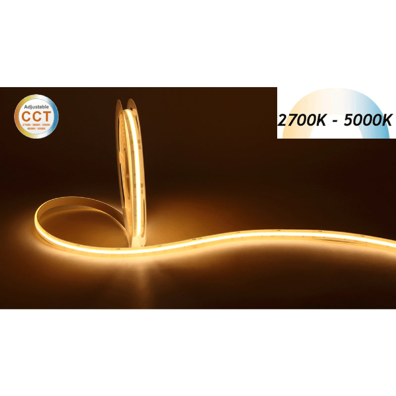 Lotus ES-FSCOBWW COB 16-ft LED Tape Light, 4.5W/ft., 24V, 5CCT Selectable, IP67 Rated