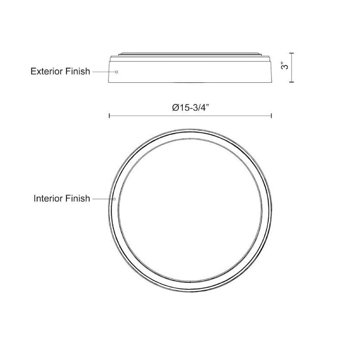 Kuzco FM43916 Essex 1-lt 16" LED Flush Mount, 5CCT Selectable