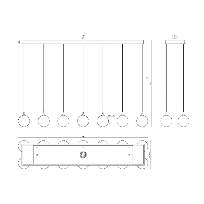 Eurofase 48940 Iissa 14-lt 72" LED Multi Drop Chandelier