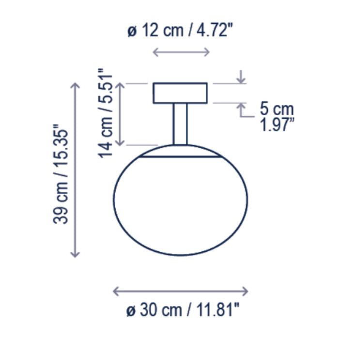 Bover Elipse PF/30 1-lt 12" LED Outdoor Semi-Flushmount, TRIAC
