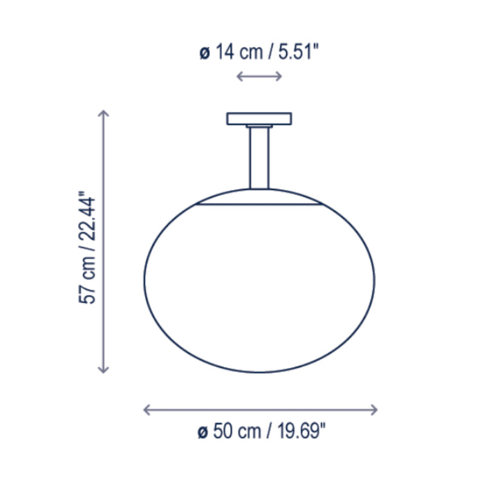 Bover Elipse PF/50 1-lt 20" LED Outdoor Semi-Flushmount, TRIAC
