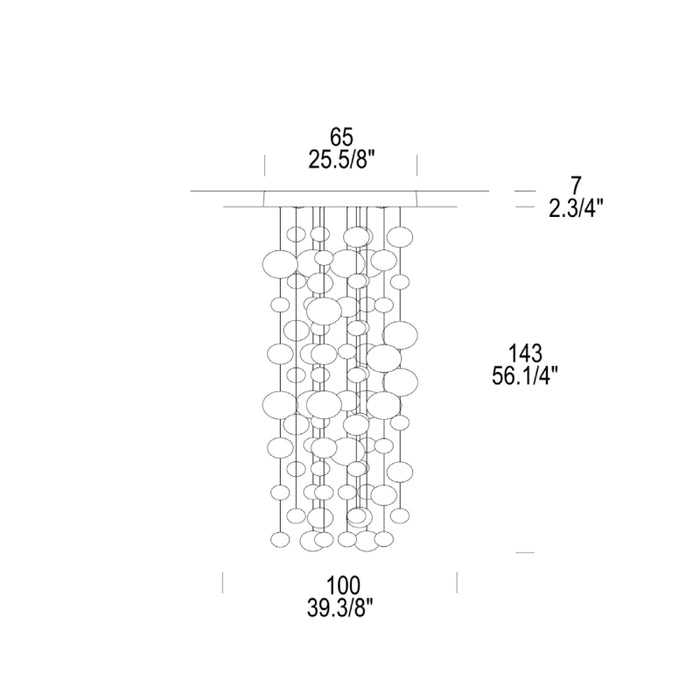 Leucos Ether S150 4-lt 39" Chandelier