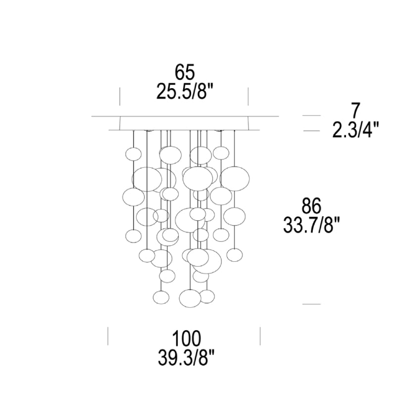 Leucos Ether S90 4-lt 39" Chandelier