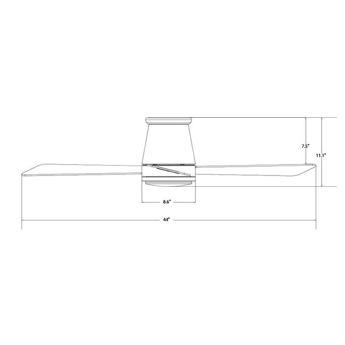 WAC F-036L Hug 44" Flush Mount Smart Ceiling Fan with LED Light Kit