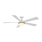 WAC F-053L Eclipse 54" Smart Ceiling Fan with LED Light Kit - Soft Brass/Matte White