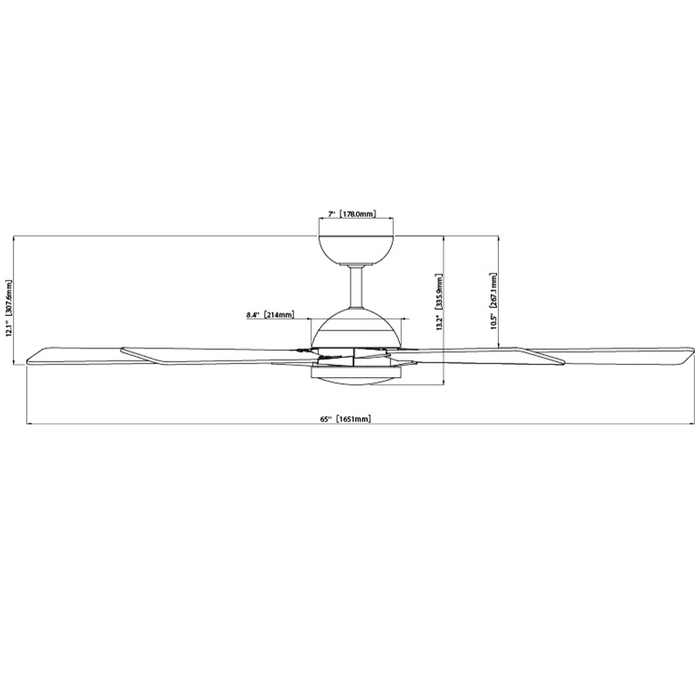 WAC F-099L Rotary 65" Outdoor Ceiling Fan with LED Light Kit