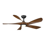 WAC F-105L Swirl 5 56" Outdoor Smart Ceiling Fan with LED Light Kit, 4CCT Selectable - Matte Black/Distressed Koa