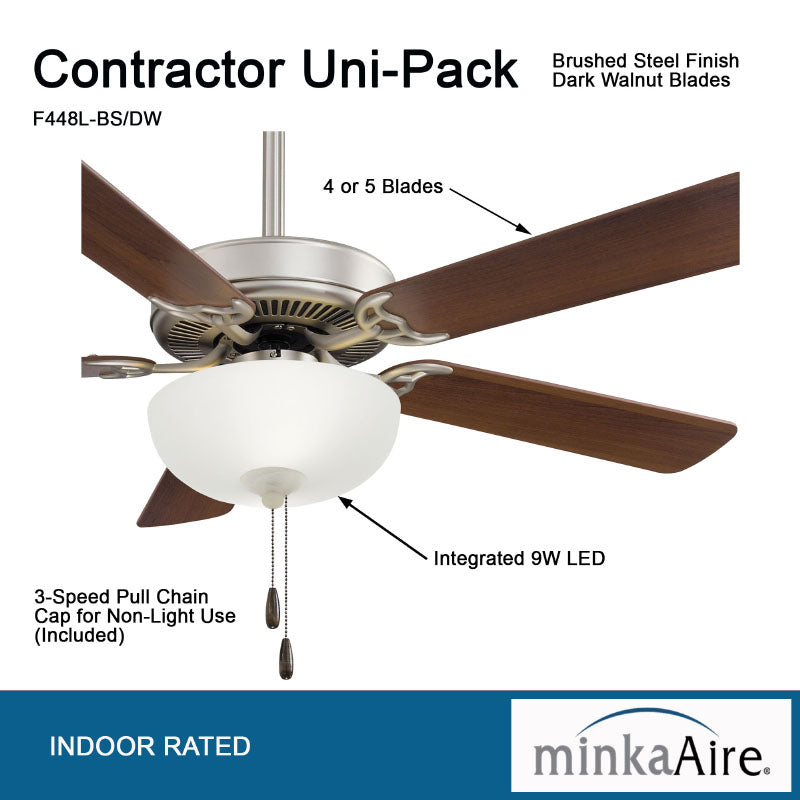 Minka Aire F448L Contractor Uni-Pack 52" Ceiling Fan with LED Light Kit