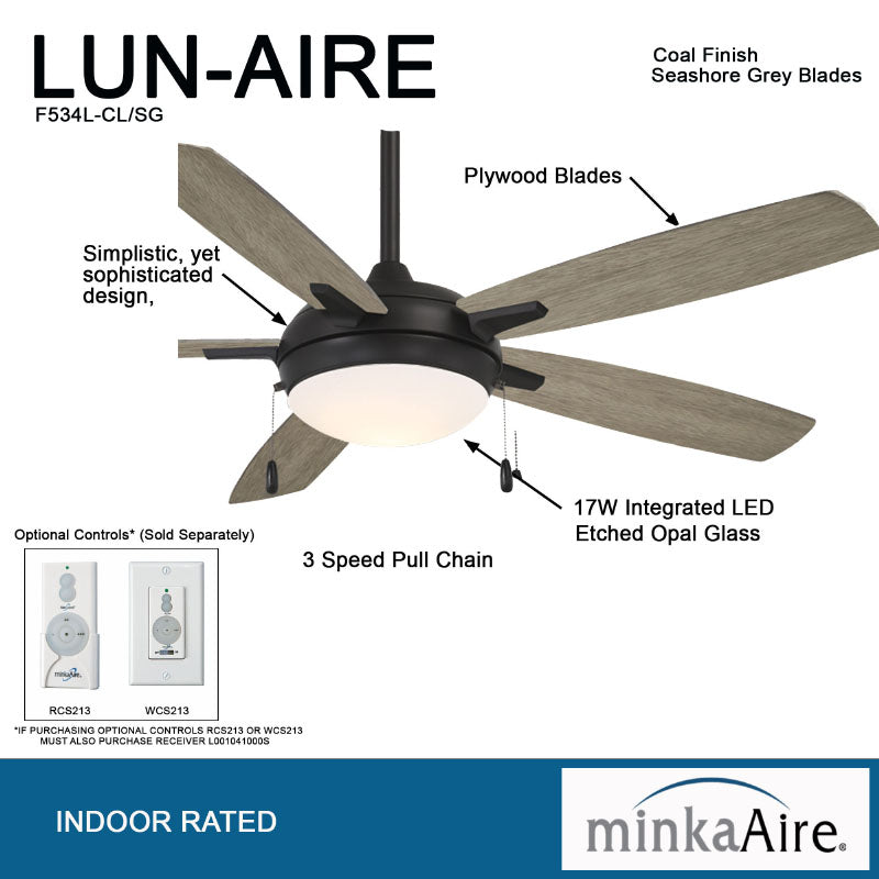Minka Aire F534L Lun-Aire 54" Ceiling Fan with LED Light Kit