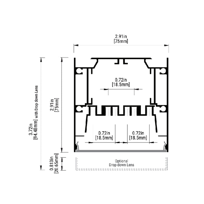 Eurofase F75 Suspension/Surface Mount LED Architectural Linear, Opal/Opal Dropped 120-277V/347V