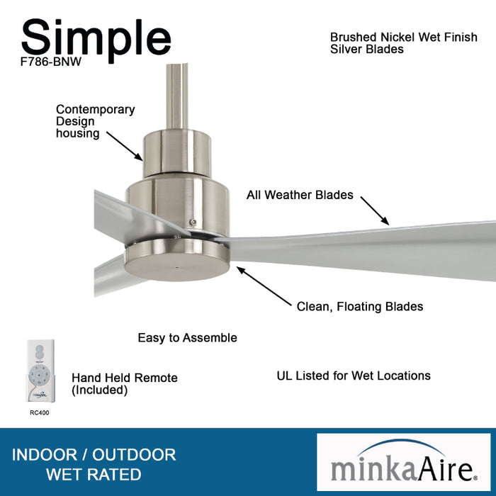 Minka Aire F786 Simple 44" Outdoor Ceiling Fan
