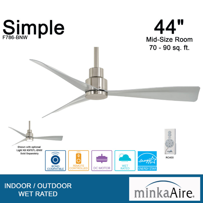 Minka Aire F786 Simple 44" Outdoor Ceiling Fan