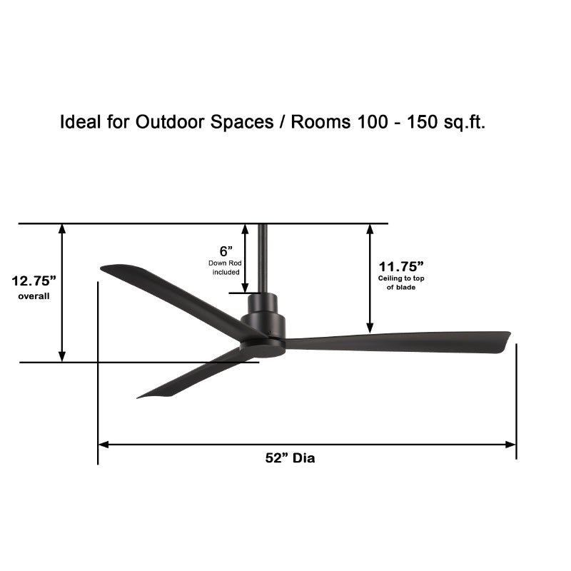 Minka Aire F787 Simple 52" Indoor/Outdoor Ceiling Fan