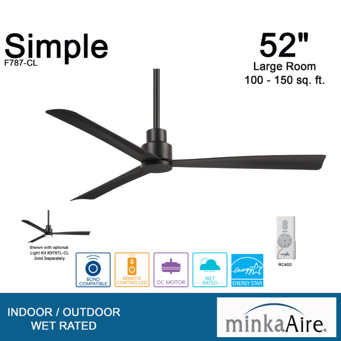 Minka Aire F787 Simple 52" Indoor/Outdoor Ceiling Fan