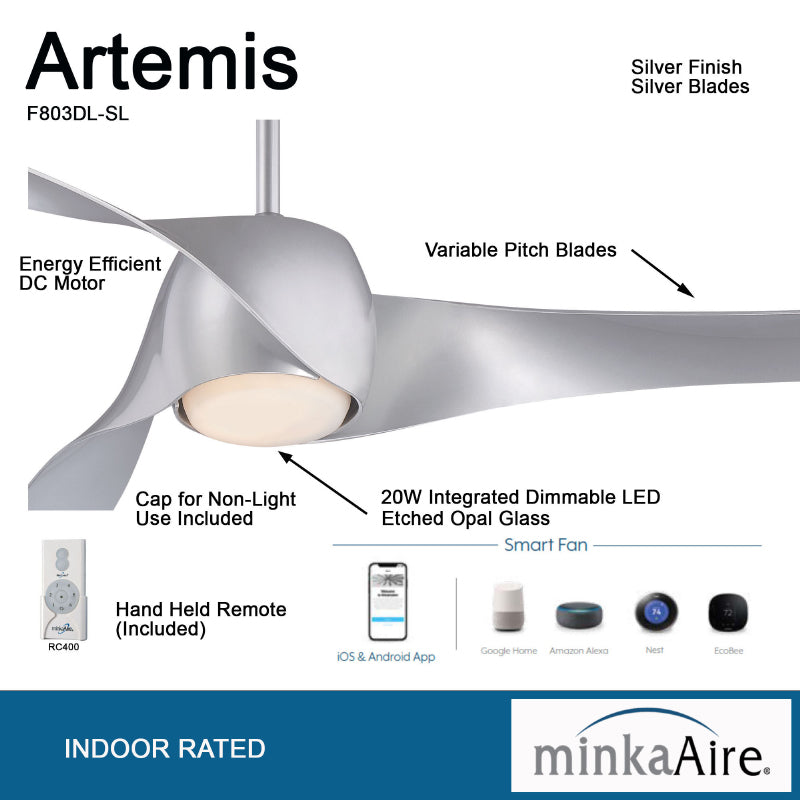 Minka Aire F803DL Artemis 58" Smart Ceiling Fan with LED Light Kit