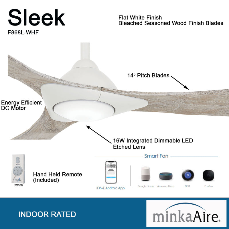 Minka Aire F868L Sleek 60" Smart Ceiling Fan with LED Light Kit