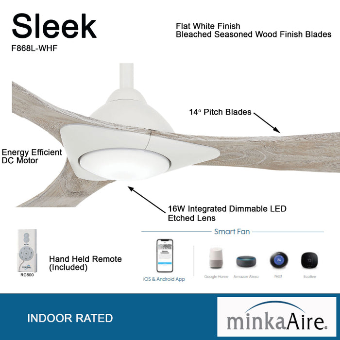 Minka Aire F868L Sleek 60" Smart Ceiling Fan with LED Light Kit