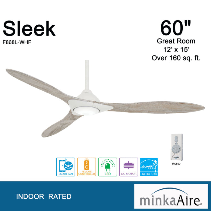 Minka Aire F868L Sleek 60" Smart Ceiling Fan with LED Light Kit