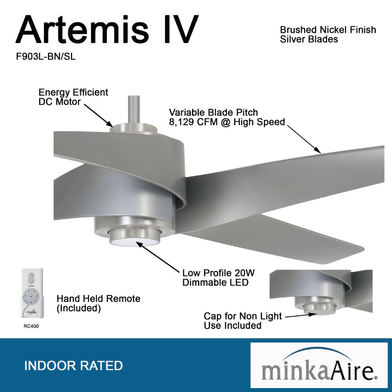 Minka Aire F903L Artemis IV 64" Ceiling Fan with LED Light Kit