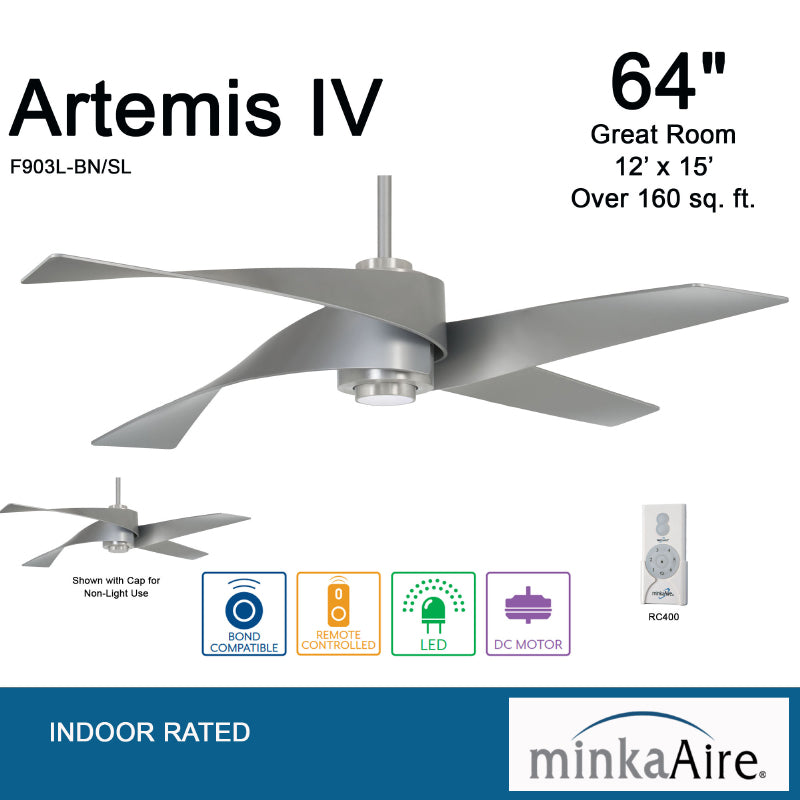 Minka Aire F903L Artemis IV 64" Ceiling Fan with LED Light Kit