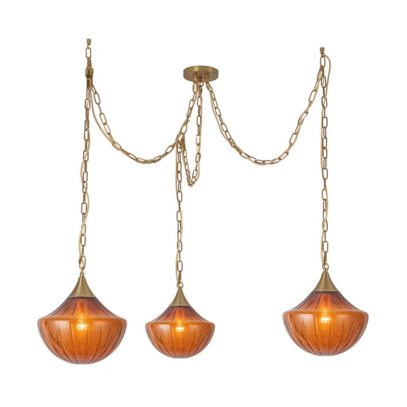 Alora Mood MP651312 Farrah 3-lt 12" Multi Pendant - Brushed Gold/Amber Opal Glass