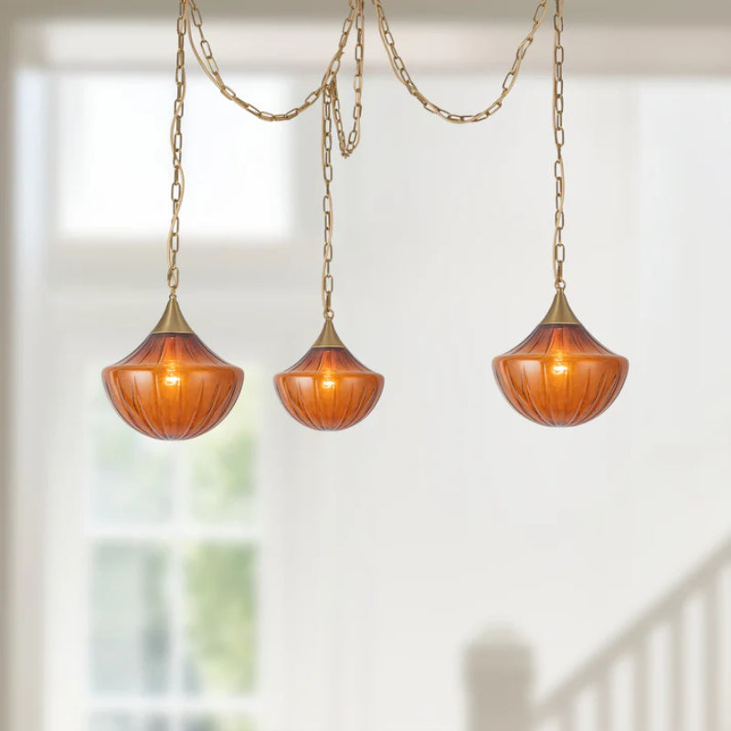 Alora Mood MP651312 Farrah 3-lt 12" Multi Pendant - Brushed Gold/Amber Opal Glass