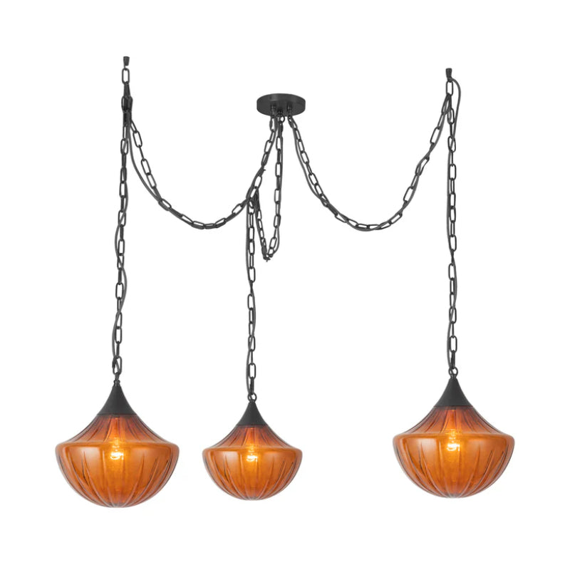Alora Mood MP651312 Farrah 3-lt 12" Multi Pendant - Matte Black/Amber Opal Glass